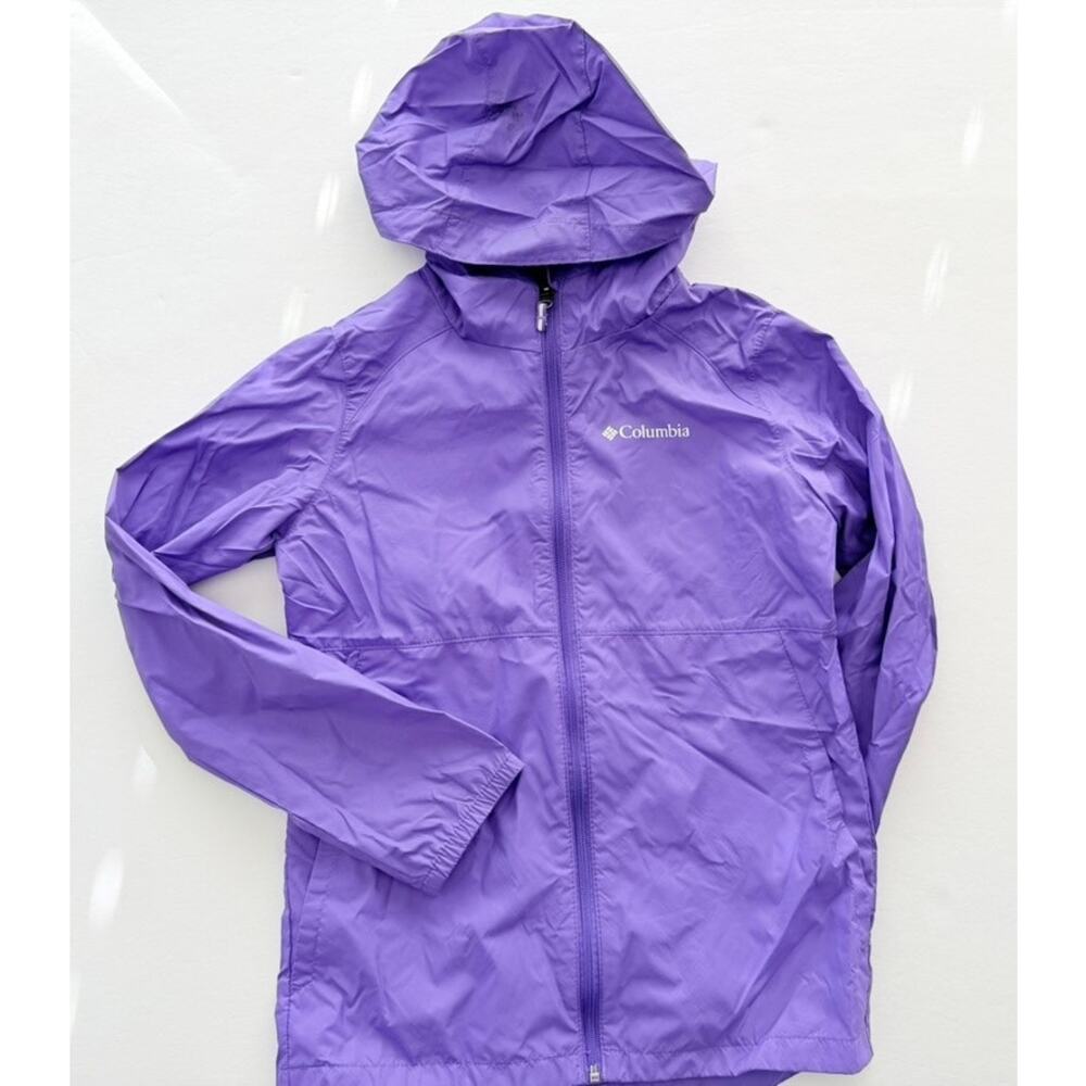 Columbia Kids Purple Rain Coat Size Medium 10/12 Rain Wind Outdoors